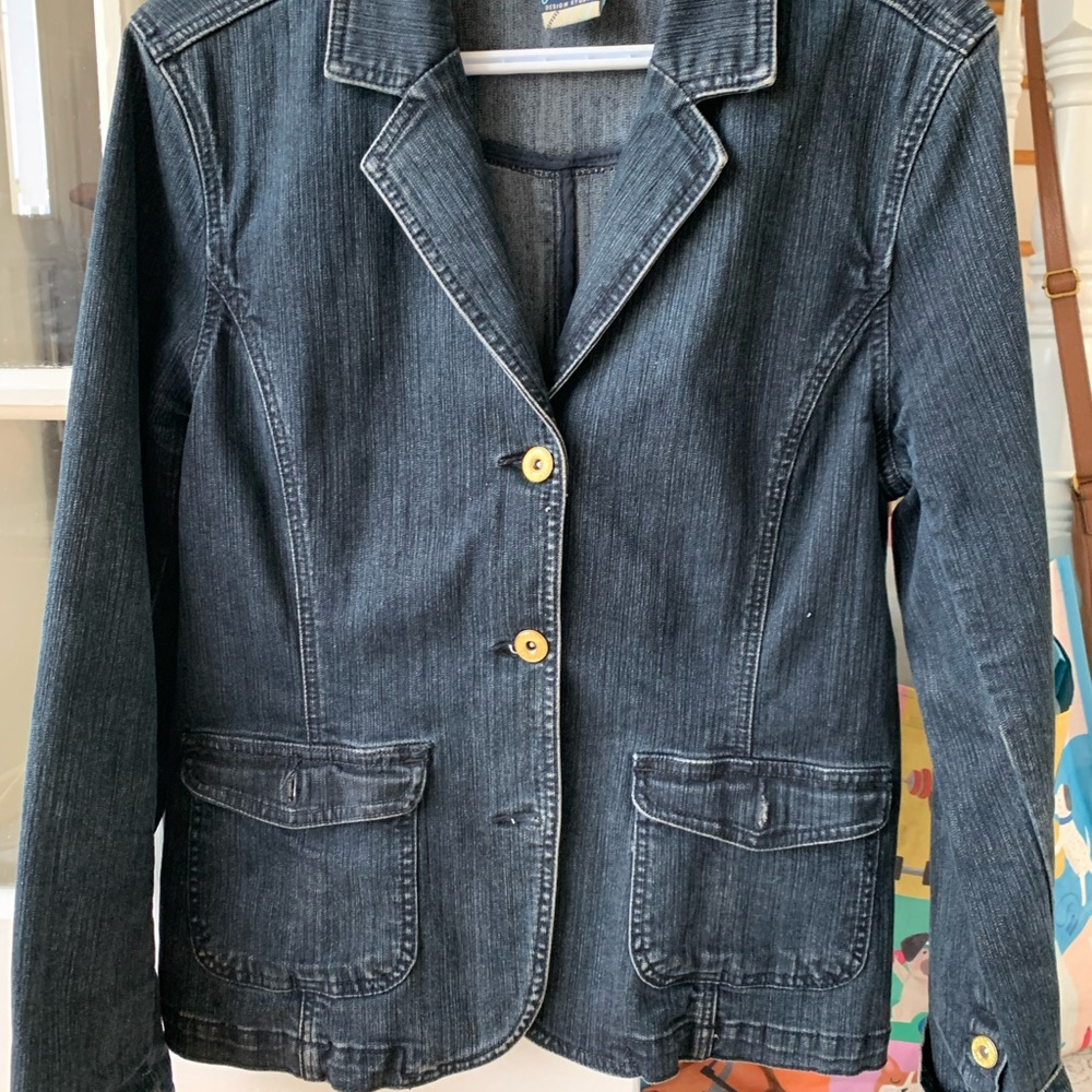Lady Hathaway design studio….blazer style Blue Jean Jacket with Tailored Design.